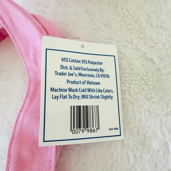 Trader Joe's Mini Pastel Canvas Tote Bag - Pink - Spring - Easter - Viral - Picture 4 of 5